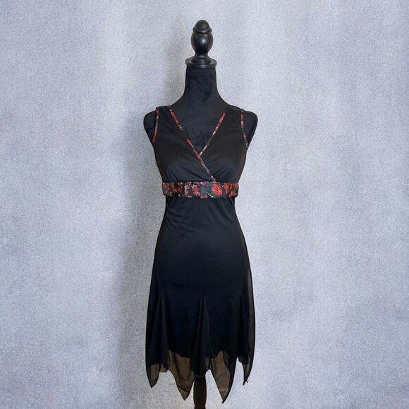 Vintage Y2K Ruby Rox Black Goth Knee Length Sleeveless Dress Small - Picture 3 of 8